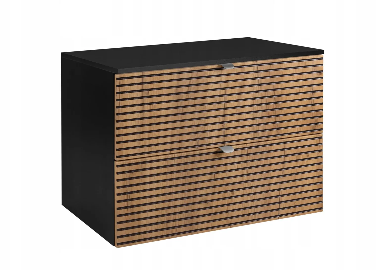 LOFT Szafka łazienkowa 80 czarna/craft z blatem czarnym