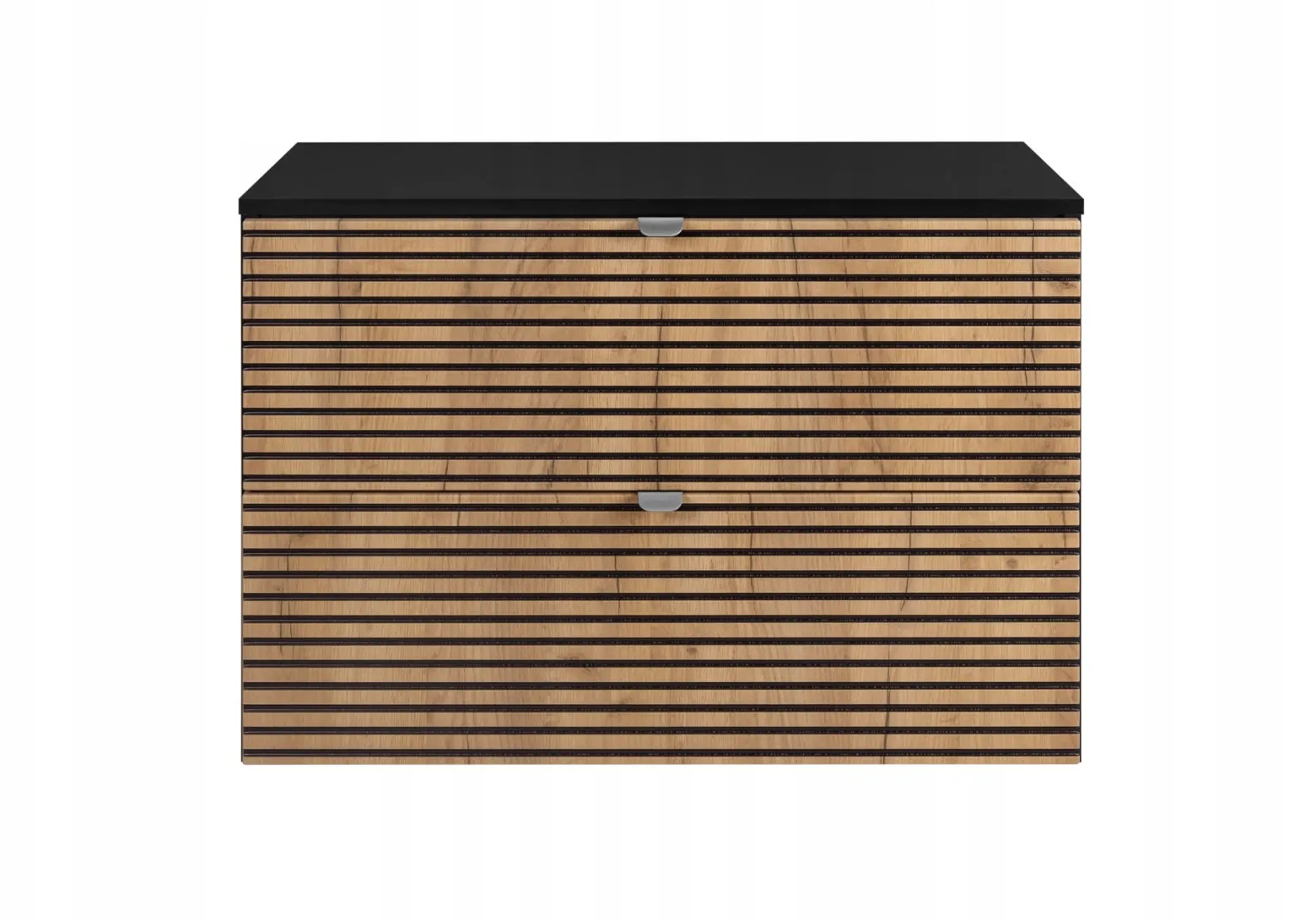LOFT Szafka łazienkowa 80 czarna/craft z blatem czarnym