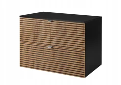 LOFT Szafka łazienkowa 80 czarna/craft z blatem czarnym