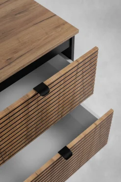 LOFT Szafka łazienkowa 80 czarna/craft z blatem czarnym