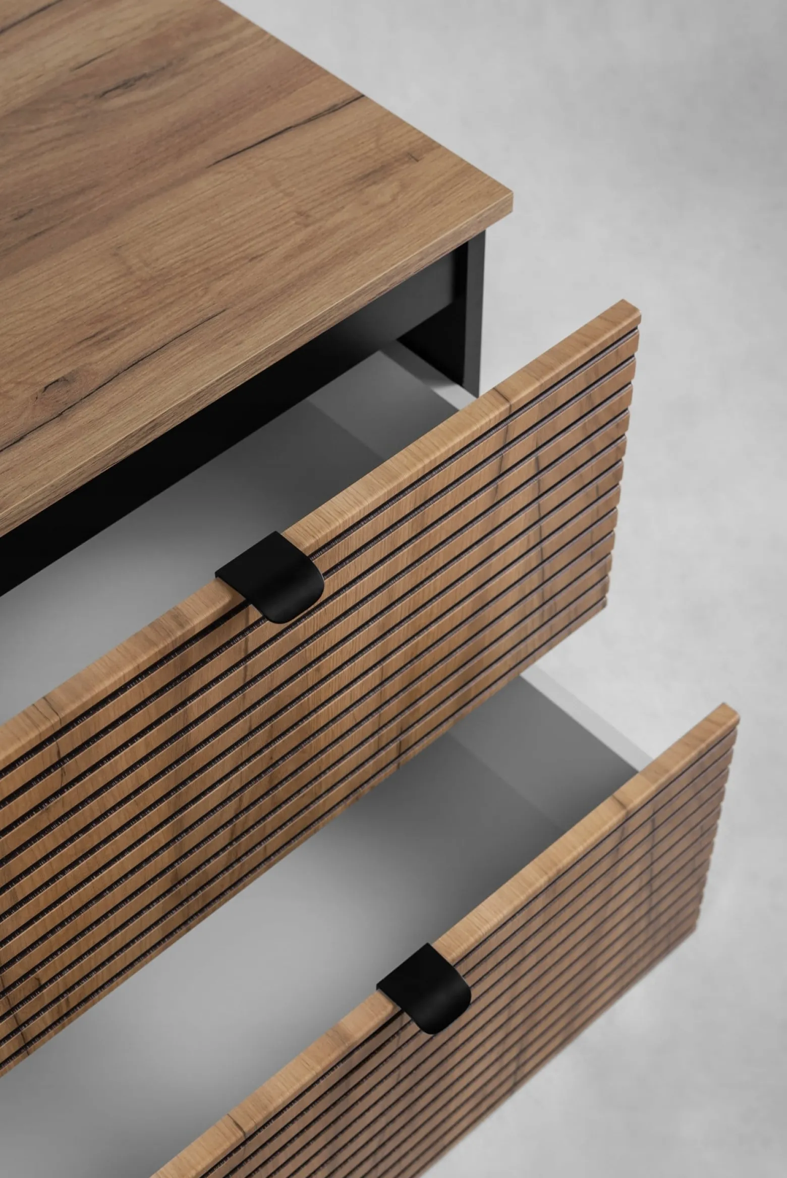 LOFT Szafka łazienkowa 80 czarna/craft z blatem czarnym