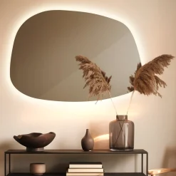 Lustro Asymetryczne LED do salonu, światło ciepłe, 49 x 34 cm, Tulup
