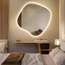 Lustro Asymetryczne LED z Ciepłym Światłem 48,3x47,9 Wallfluent