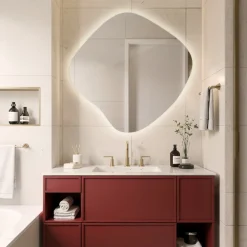 Lustro Asymetryczne LED z Ciepłym Światłem 48,3x47,9 Wallfluent