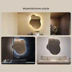Lustro łazienkowe LED 74x94cm - nieregularne - LED Dual, włącznik