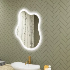 Lustro łazienkowe LED 74x94cm - nieregularne - LED Dual, włącznik