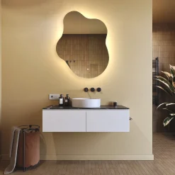 Lustro łazienkowe LED 74x94cm - nieregularne - LED Dual, włącznik
