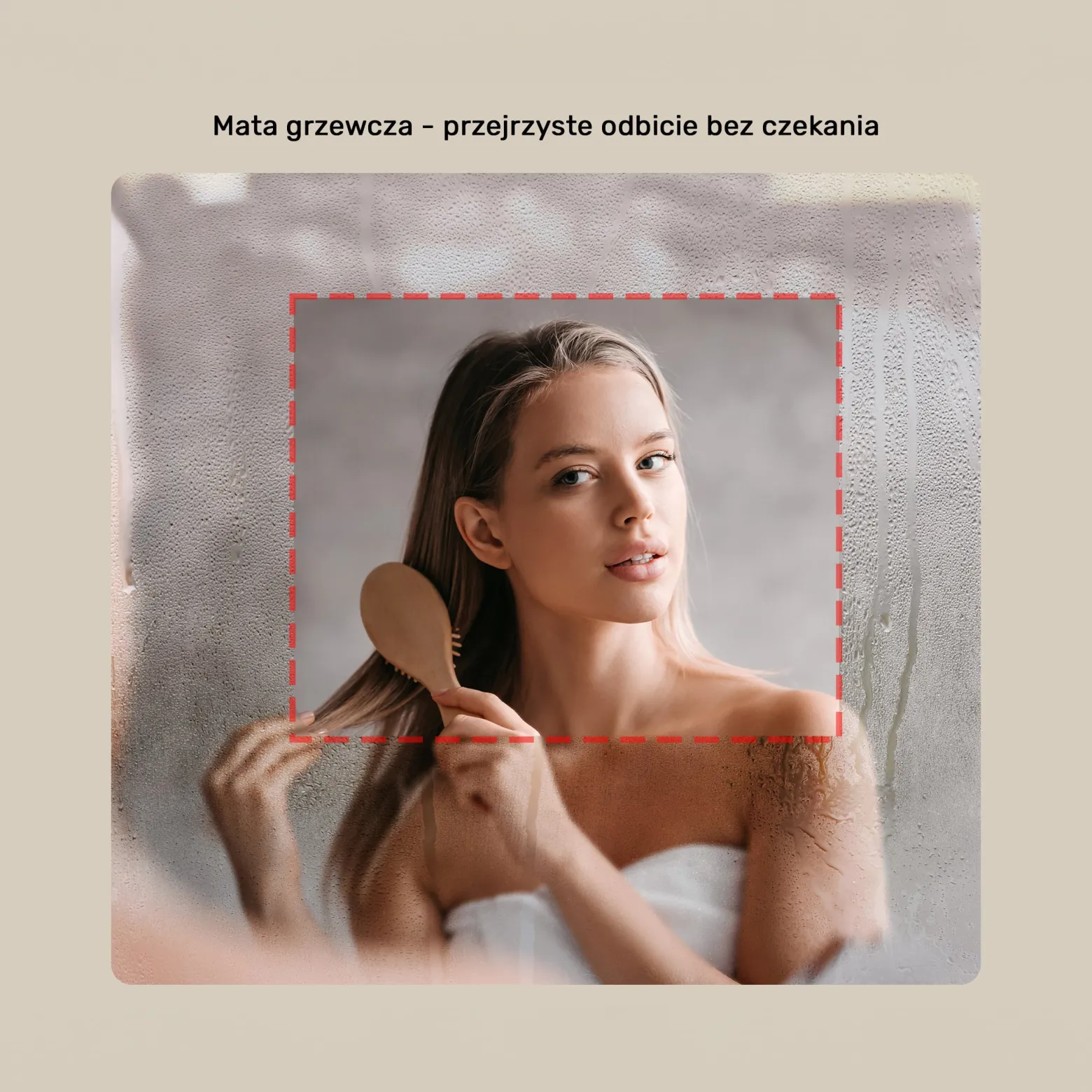 Lustro łazienkowe 64x64cm nieregularne - LED Dual, włącznik, mata grzewcza