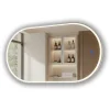 Lustro łazienkowe 50x100 srebro szczotkowane LED dotyk + mata owalne