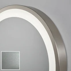 Lustro łazienkowe 50x100 srebro szczotkowane LED dotyk + mata owalne