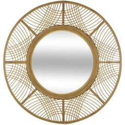 Lustro boho w bambusowej ramie INA, Ø 70 cm
