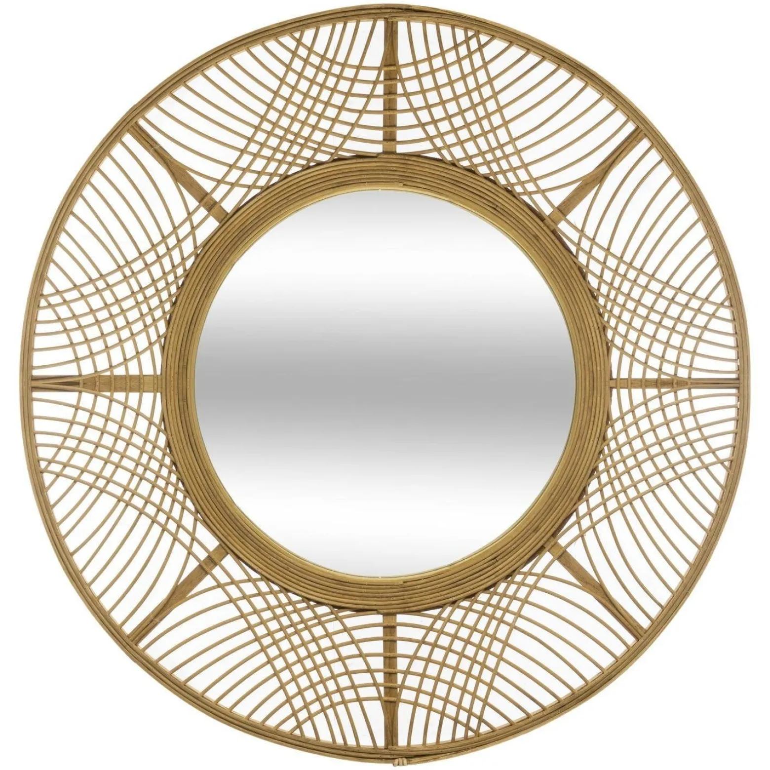 Lustro boho w bambusowej ramie INA, Ø 70 cm