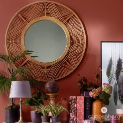 Lustro boho w bambusowej ramie INA, Ø 70 cm
