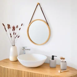 Lustro ścienne bambusowe okrągłe ZELLER, Ø 38 cm