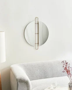 Lustro ścienne wiszące metal 52 cm złote
