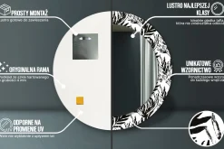 Lustro dekoracyjne Ścienne fi60 okrągłe - Monstera