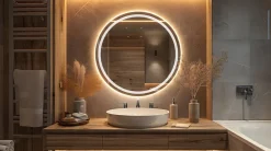 Lustro led fi 50cm okrągłe podświetlane + wodoodporne ledy cob 480 diod/m