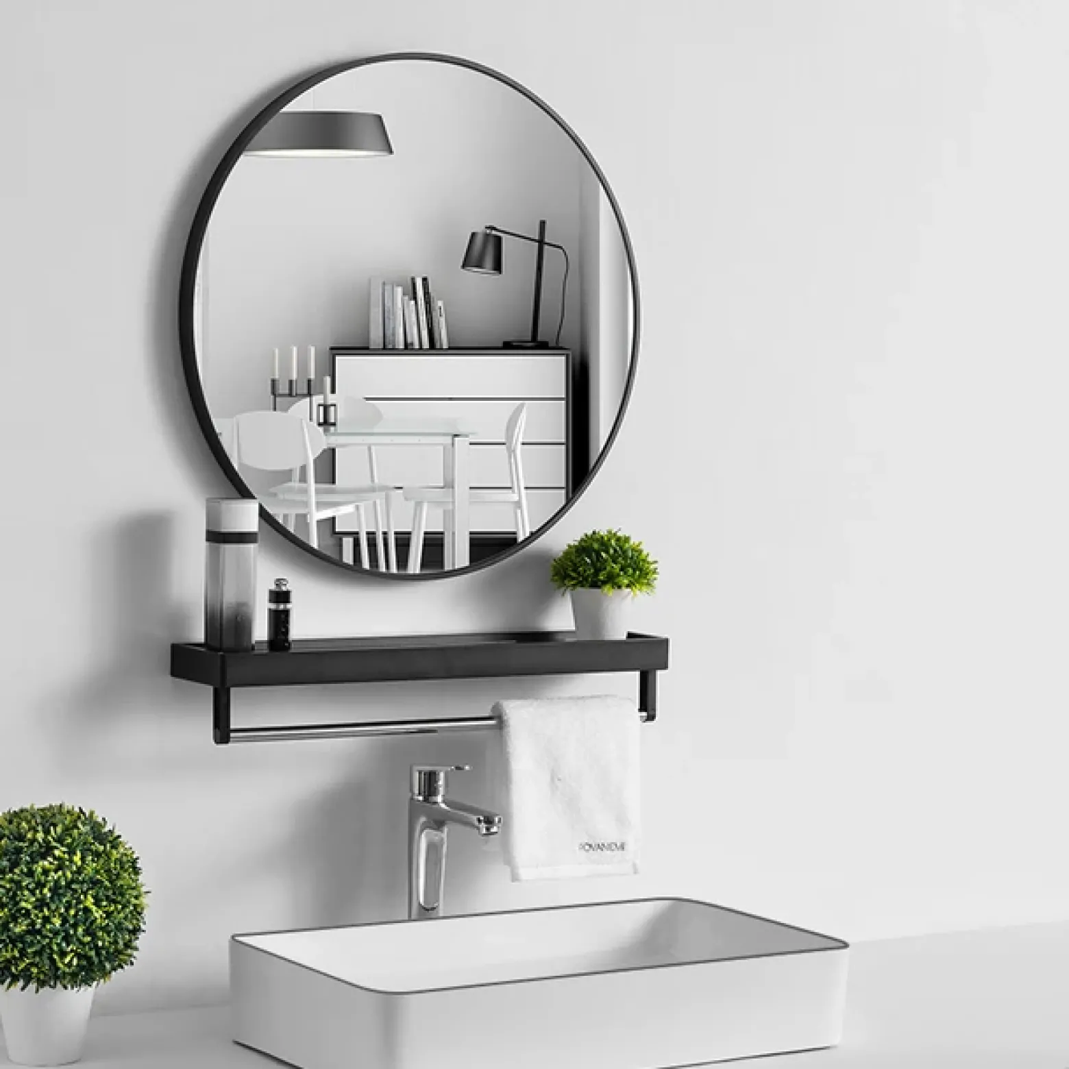 Lustro LOFT FI60cm czarne ście