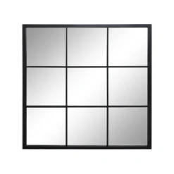 Lustro okno czarne ze szprosami 90x90 cm
