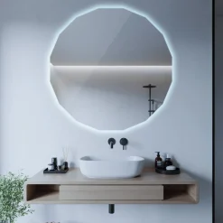 Lustro Okrągłe Asymetryczne LED z Zimnym Światłem 50x50 Wallfluent