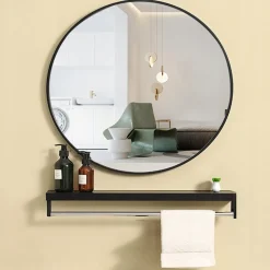 Lustro okrągłe industrialne czarne 50cm XXL