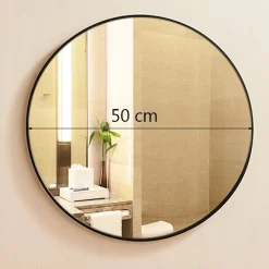 Lustro okrągłe industrialne czarne 50cm XXL