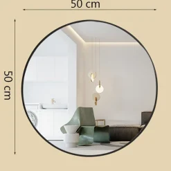 Lustro okrągłe industrialne czarne 50cm XXL