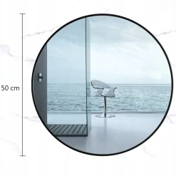 Lustro okrągłe industrialne czarne 50cm XXL