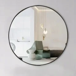 Lustro okrągłe industrialne czarne 50cm XXL