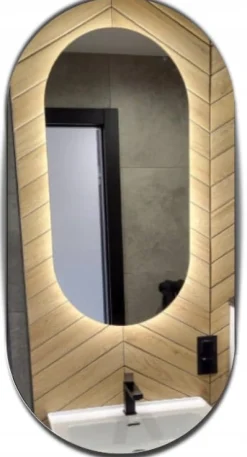 Lustro owalne łazienkowe led 60x80 podświetlane owal ledowe glamour