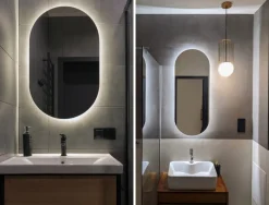 Lustro owalne łazienkowe led 60x80 podświetlane owal ledowe glamour