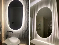 Lustro owalne łazienkowe led 60x80 podświetlane owal ledowe glamour