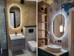 Lustro owalne łazienkowe led 60x80 podświetlane owal ledowe glamour