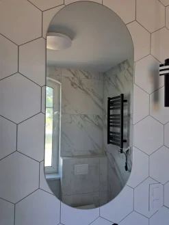 Lustro owalne łazienkowe led 60x80 podświetlane owal ledowe glamour