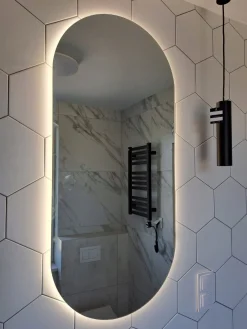 Lustro owalne łazienkowe led 60x80 podświetlane owal ledowe glamour