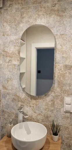 Lustro owalne łazienkowe led 60x80 podświetlane owal ledowe glamour