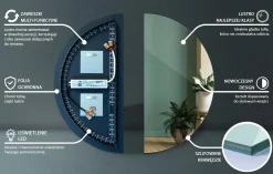 Lustro Półokrągłe LED do Makijażu Łazienkowe 1/2 fi80 cm