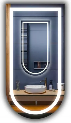Lustro półowalne łazienkowe led 40x90 cm półowal ledy cob 480 diod/m