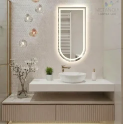 Lustro półowalne łazienkowe led 40x90 cm półowal ledy cob 480 diod/m