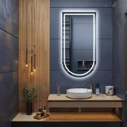 Lustro półowalne łazienkowe led 40x90 cm półowal ledy cob 480 diod/m