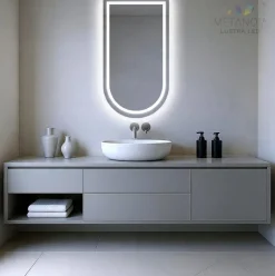Lustro półowalne łazienkowe led 40x90 cm półowal ledy cob 480 diod/m