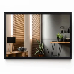 Lustro Prostokątne w Czarnej Ramie Glamour 60x40
