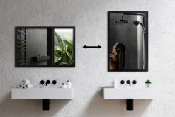 Lustro Prostokątne w Czarnej Ramie Glamour 60x40