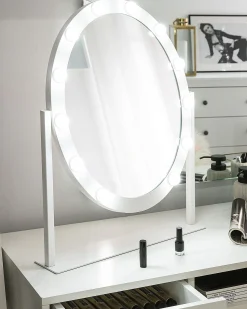 Lustro stojące LED owalne białe 50x60