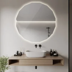 Lustro Stylowe Okrągłe LED z Neutralnym Światłem 50x50 Wallfluent