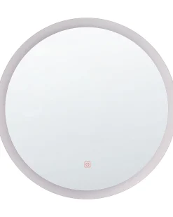 Lustro wiszące ścienne LED okrągłe 58 cm srebrne