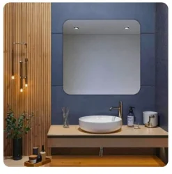 Lustro 60x60 cm zaokrąglone rogi bez oświetlenia łazienkowe bez ramy