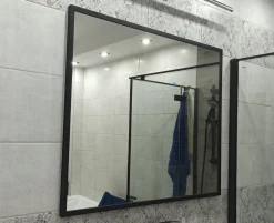 Lustro 50x40 W Czarnej Ramie Aluminiowej Mat Loft Bez Oświetlenia Loftowe