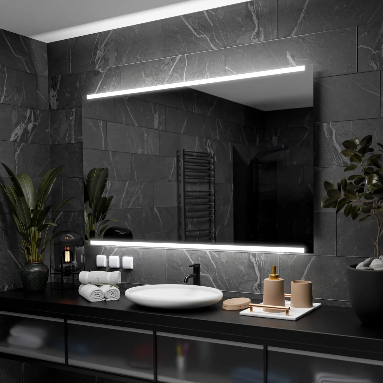 Lustro Z Oświetleniem Led Hobart - 70Cm, 50Cm
