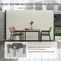 Markiza boczna parawan osłona na taras roleta przeciwsłoneczna 160 x 300 cm